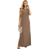 image:imageGRECERELLE 2026 Women YearRound Casual Round Neck Loose Split WrinkleFree Long Maxi Vacation Dress with Pockets XXS4XLLight Coffee