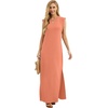 image:imageGRECERELLE 2026 Women YearRound Casual Round Neck Loose Split WrinkleFree Long Maxi Vacation Dress with Pockets XXS4XLLight Orange