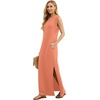image:imageGRECERELLE 2026 Women YearRound Casual Round Neck Loose Split WrinkleFree Long Maxi Vacation Dress with Pockets XXS4XLLight Orange