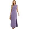 image:imageGRECERELLE 2026 Women YearRound Casual Round Neck Loose Split WrinkleFree Long Maxi Vacation Dress with Pockets XXS4XLLilac
