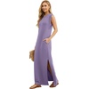 image:imageGRECERELLE 2026 Women YearRound Casual Round Neck Loose Split WrinkleFree Long Maxi Vacation Dress with Pockets XXS4XLLilac