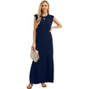 image:imageGRECERELLE 2026 Women YearRound Casual Round Neck Loose Split WrinkleFree Long Maxi Vacation Dress with Pockets XXS4XLNavy Blue