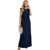 image:imageGRECERELLE 2026 Women YearRound Casual Round Neck Loose Split WrinkleFree Long Maxi Vacation Dress with Pockets XXS4XLNavy Blue
