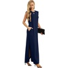 image:imageGRECERELLE 2026 Women YearRound Casual Round Neck Loose Split WrinkleFree Long Maxi Vacation Dress with Pockets XXS4XLNavy Blue