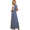 image:imageGRECERELLE 2026 Women YearRound Casual Round Neck Loose Split WrinkleFree Long Maxi Vacation Dress with Pockets XXS4XLNavy Blue White Strip