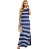 image:imageGRECERELLE 2026 Women YearRound Casual Round Neck Loose Split WrinkleFree Long Maxi Vacation Dress with Pockets XXS4XLNavy Blue White Strip