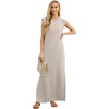 image:imageGRECERELLE 2026 Women YearRound Casual Round Neck Loose Split WrinkleFree Long Maxi Vacation Dress with Pockets XXS4XLOatmeal