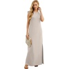 image:imageGRECERELLE 2026 Women YearRound Casual Round Neck Loose Split WrinkleFree Long Maxi Vacation Dress with Pockets XXS4XLOatmeal