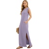 image:imageGRECERELLE 2026 Women YearRound Casual Round Neck Loose Split WrinkleFree Long Maxi Vacation Dress with Pockets XXS4XLPurple