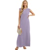 image:imageGRECERELLE 2026 Women YearRound Casual Round Neck Loose Split WrinkleFree Long Maxi Vacation Dress with Pockets XXS4XLPurple