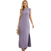 image:imageGRECERELLE 2026 Women YearRound Casual Round Neck Loose Split WrinkleFree Long Maxi Vacation Dress with Pockets XXS4XLPurple