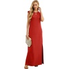 image:imageGRECERELLE 2026 Women YearRound Casual Round Neck Loose Split WrinkleFree Long Maxi Vacation Dress with Pockets XXS4XLRed