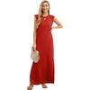 image:imageGRECERELLE 2026 Women YearRound Casual Round Neck Loose Split WrinkleFree Long Maxi Vacation Dress with Pockets XXS4XLRed