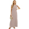 image:imageGRECERELLE 2026 Women YearRound Casual Round Neck Loose Split WrinkleFree Long Maxi Vacation Dress with Pockets XXS4XLRose Brown