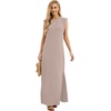image:imageGRECERELLE 2026 Women YearRound Casual Round Neck Loose Split WrinkleFree Long Maxi Vacation Dress with Pockets XXS4XLRose Brown
