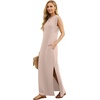 image:imageGRECERELLE 2026 Women YearRound Casual Round Neck Loose Split WrinkleFree Long Maxi Vacation Dress with Pockets XXS4XLRose Pink