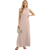 image:imageGRECERELLE 2026 Women YearRound Casual Round Neck Loose Split WrinkleFree Long Maxi Vacation Dress with Pockets XXS4XLRose Pink