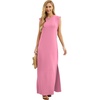 image:imageGRECERELLE 2026 Women YearRound Casual Round Neck Loose Split WrinkleFree Long Maxi Vacation Dress with Pockets XXS4XLRose Red