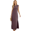 image:imageGRECERELLE 2026 Women YearRound Casual Round Neck Loose Split WrinkleFree Long Maxi Vacation Dress with Pockets XXS4XLRosewood