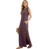 image:imageGRECERELLE 2026 Women YearRound Casual Round Neck Loose Split WrinkleFree Long Maxi Vacation Dress with Pockets XXS4XLRosewood