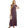 image:imageGRECERELLE 2026 Women YearRound Casual Round Neck Loose Split WrinkleFree Long Maxi Vacation Dress with Pockets XXS4XLRosewood
