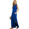 image:imageGRECERELLE 2026 Women YearRound Casual Round Neck Loose Split WrinkleFree Long Maxi Vacation Dress with Pockets XXS4XLRoyal Blue