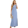 image:imageGRECERELLE 2026 Women YearRound Casual Round Neck Loose Split WrinkleFree Long Maxi Vacation Dress with Pockets XXS4XLSky Blue