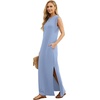 image:imageGRECERELLE 2026 Women YearRound Casual Round Neck Loose Split WrinkleFree Long Maxi Vacation Dress with Pockets XXS4XLSky Blue