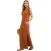 image:imageGRECERELLE 2026 Women YearRound Casual Round Neck Loose Split WrinkleFree Long Maxi Vacation Dress with Pockets XXS4XLTan