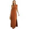 image:imageGRECERELLE 2026 Women YearRound Casual Round Neck Loose Split WrinkleFree Long Maxi Vacation Dress with Pockets XXS4XLTan