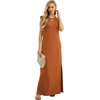 image:imageGRECERELLE 2026 Women YearRound Casual Round Neck Loose Split WrinkleFree Long Maxi Vacation Dress with Pockets XXS4XLTan