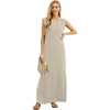 image:imageGRECERELLE 2026 Women YearRound Casual Round Neck Loose Split WrinkleFree Long Maxi Vacation Dress with Pockets XXS4XLVanilla Color