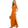 image:imageGRECERELLE 2026 Women YearRound Casual Round Neck Loose Split WrinkleFree Long Maxi Vacation Dress with Pockets XXS4XLVibrant Orange