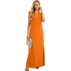 image:imageGRECERELLE 2026 Women YearRound Casual Round Neck Loose Split WrinkleFree Long Maxi Vacation Dress with Pockets XXS4XLVibrant Orange