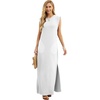image:imageGRECERELLE 2026 Women YearRound Casual Round Neck Loose Split WrinkleFree Long Maxi Vacation Dress with Pockets XXS4XLWhite