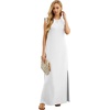 image:imageGRECERELLE 2026 Women YearRound Casual Round Neck Loose Split WrinkleFree Long Maxi Vacation Dress with Pockets XXS4XLWhite