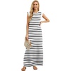 image:imageGRECERELLE 2026 Women YearRound Casual Round Neck Loose Split WrinkleFree Long Maxi Vacation Dress with Pockets XXS4XLWhite Black Strip
