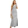 image:imageGRECERELLE 2026 Women YearRound Casual Round Neck Loose Split WrinkleFree Long Maxi Vacation Dress with Pockets XXS4XLWhite Black Strip