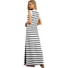image:imageGRECERELLE 2026 Women YearRound Casual Round Neck Loose Split WrinkleFree Long Maxi Vacation Dress with Pockets XXS4XLWhite Black Strip