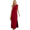 image:imageGRECERELLE 2026 Women YearRound Casual Round Neck Loose Split WrinkleFree Long Maxi Vacation Dress with Pockets XXS4XLWine Red