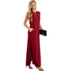 image:imageGRECERELLE 2026 Women YearRound Casual Round Neck Loose Split WrinkleFree Long Maxi Vacation Dress with Pockets XXS4XLWine Red