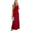 image:imageGRECERELLE 2026 Women YearRound Casual Round Neck Loose Split WrinkleFree Long Maxi Vacation Dress with Pockets XXS4XLWine Red