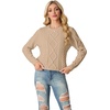 image:imageGRECERELLE 2026 Womens Fall Winter Long Sleeve Casual Pullover Sweater TopsCamel