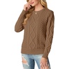 image:imageGRECERELLE 2026 Womens Fall Winter Long Sleeve Casual Pullover Sweater TopsChocolate Brown