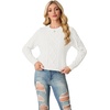 image:imageGRECERELLE 2026 Womens Fall Winter Long Sleeve Casual Pullover Sweater TopsCream White