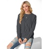 image:imageGRECERELLE 2026 Womens Fall Winter Long Sleeve Casual Pullover Sweater TopsDark Gray