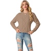 image:imageGRECERELLE 2026 Womens Fall Winter Long Sleeve Casual Pullover Sweater TopsKhaki