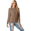 image:imageGRECERELLE 2026 Womens Fall Winter Long Sleeve Casual Pullover Sweater TopsLight Coffee