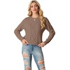 image:imageGRECERELLE 2026 Womens Fall Winter Long Sleeve Casual Pullover Sweater TopsLight Coffee
