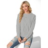 image:imageGRECERELLE 2026 Womens Fall Winter Long Sleeve Casual Pullover Sweater TopsSilver Gray